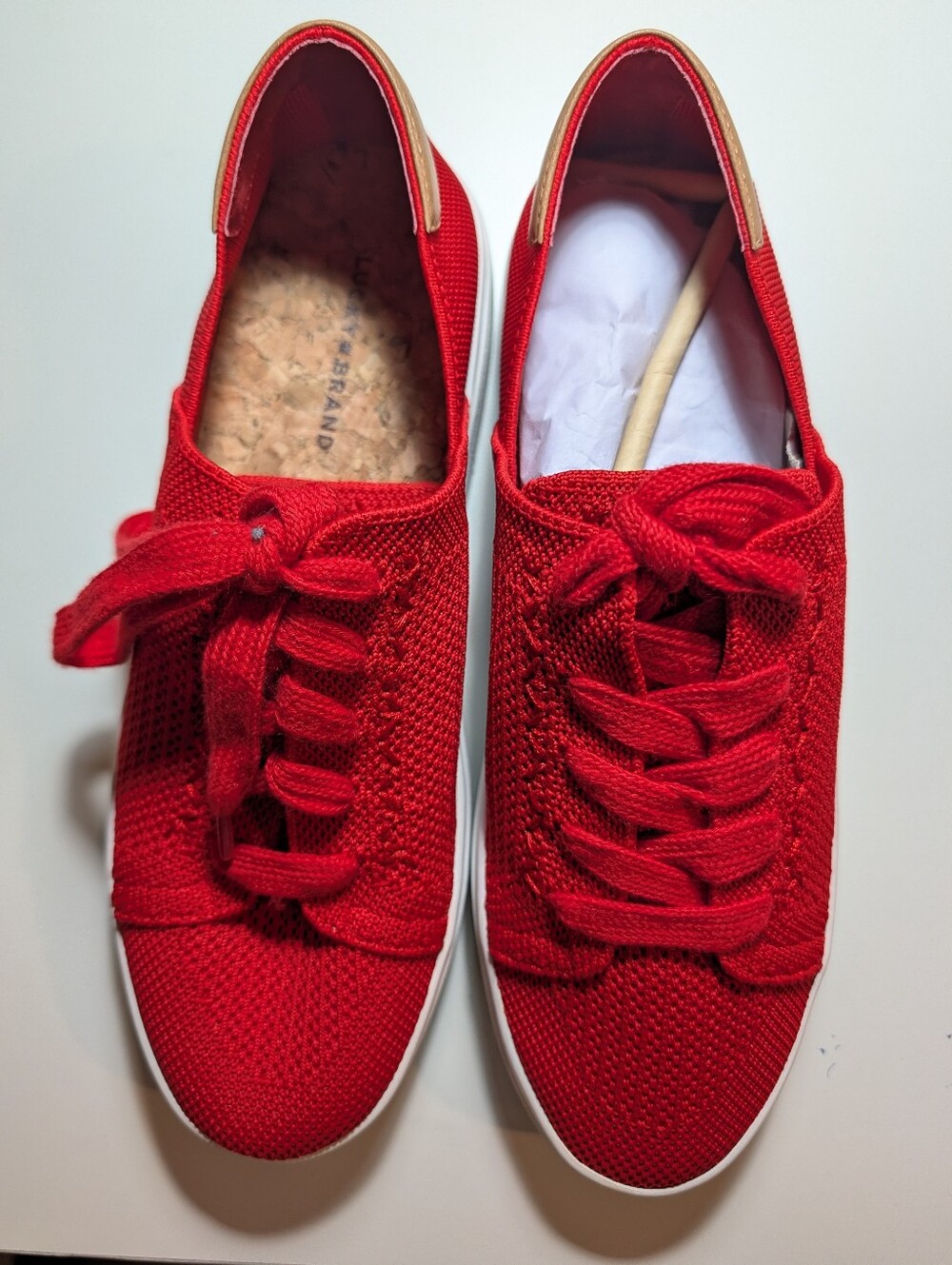 Lucky Brand Talena Women’s Red Knit Lace-Up Casual Sneakers Size 9